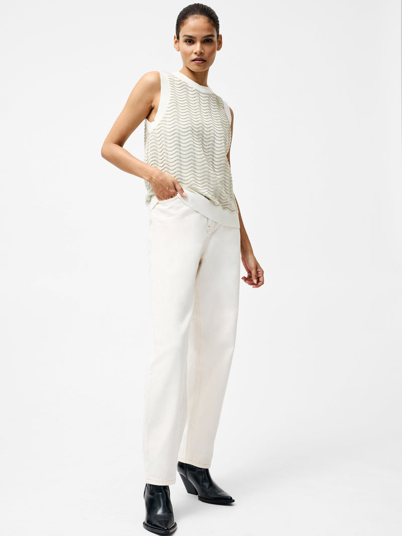 French Connection London Sleeveless Wave Knit Jumper Pistachio/Cream