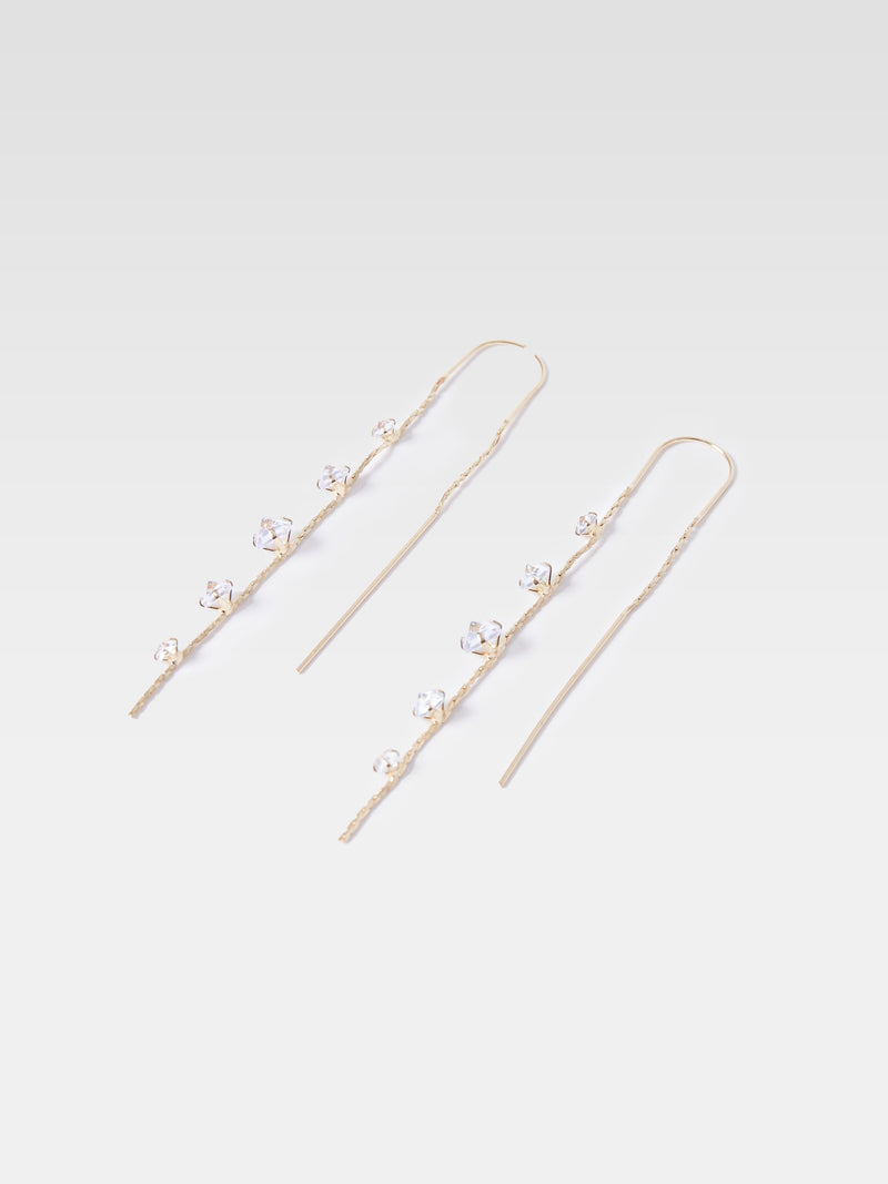French Connection Long Diamante Threader Earrings Gold
