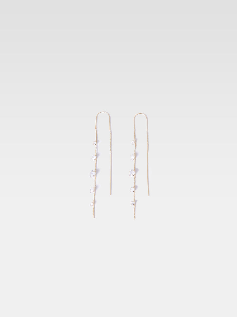french connection Long Diamante Threader Earrings Gold