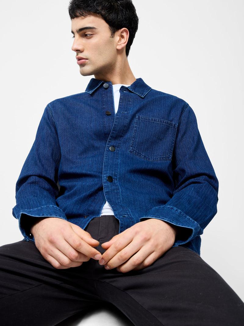French Connection Long Sleeve Denim Overshirt Denim Blue