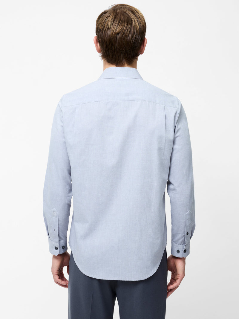 French Connection Long Sleeve Dobby Regular Fit Shirt Light Grey