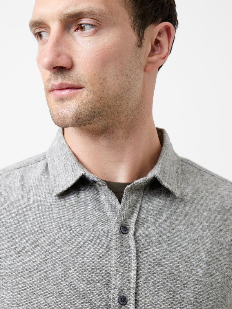French Connection Long Sleeve Flannel Shirt Light Green Olive