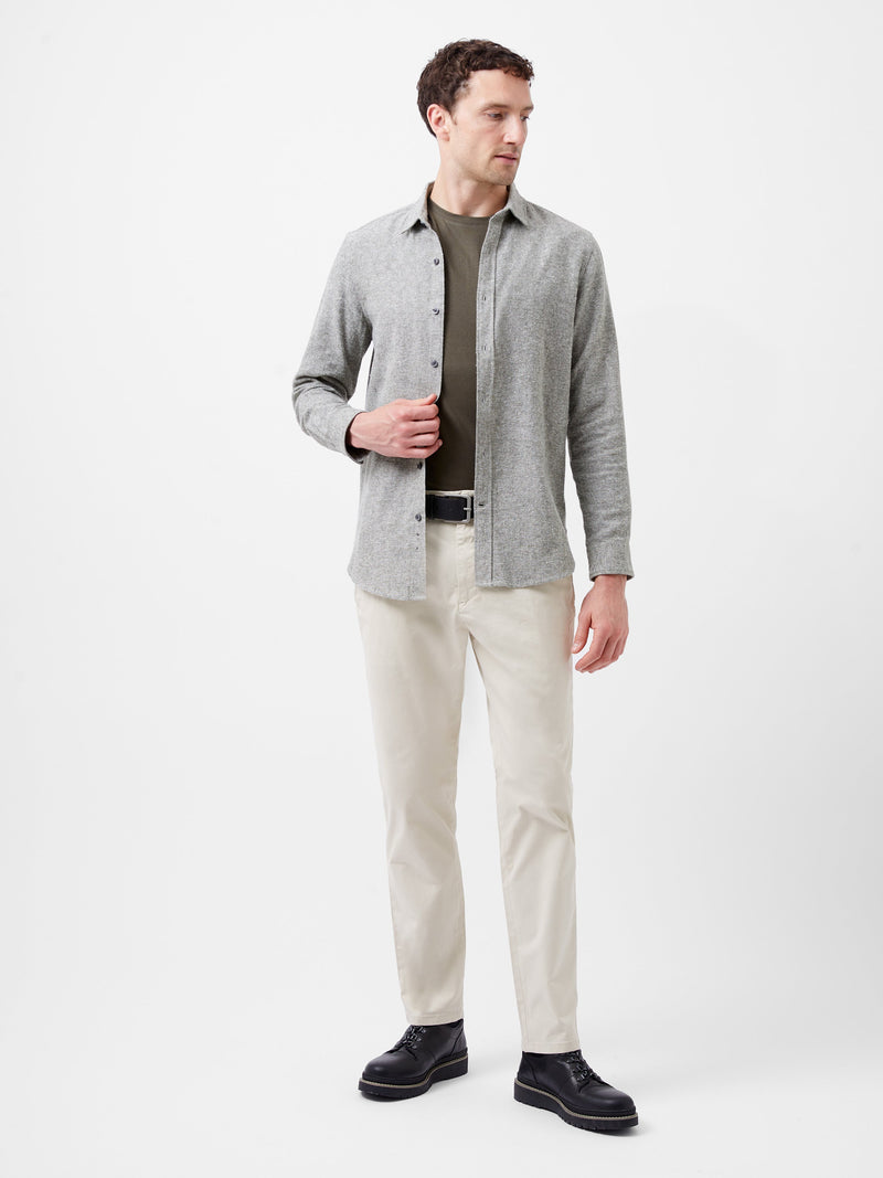 French Connection Long Sleeve Flannel Shirt Light Green Olive
