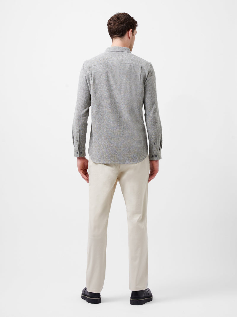 French Connection Long Sleeve Flannel Shirt Light Green Olive