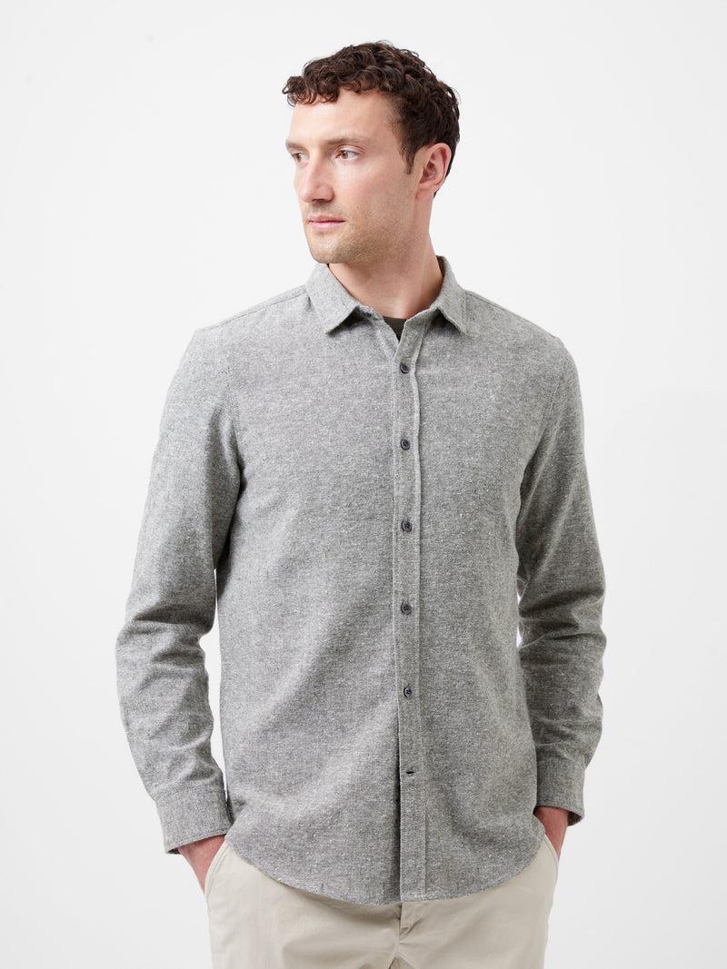 french connection Long Sleeve Flannel Shirt Light Green Olive
