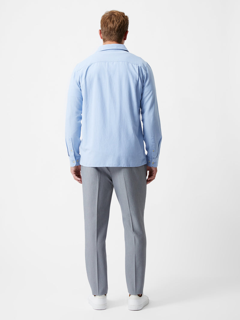 French Connection Long Sleeve Linen Blend Shirt Light Blue