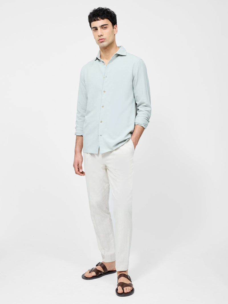 French Connection Long Sleeve Linen Blend Shirt Mist Green
