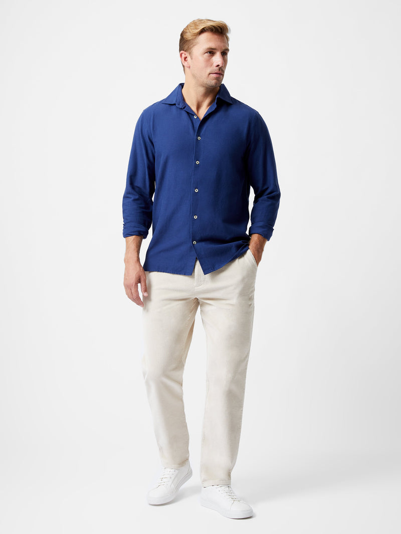 French Connection Long Sleeve Linen Blend Shirt Navy