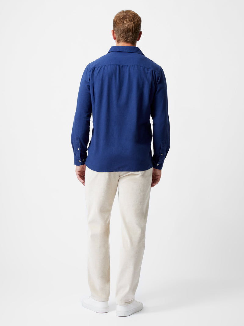 French Connection Long Sleeve Linen Blend Shirt Navy