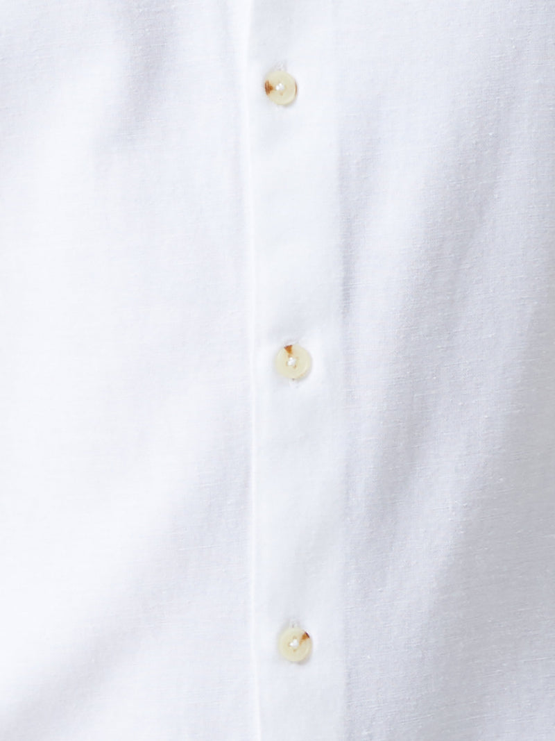 French Connection Long Sleeve Linen Blend Shirt White