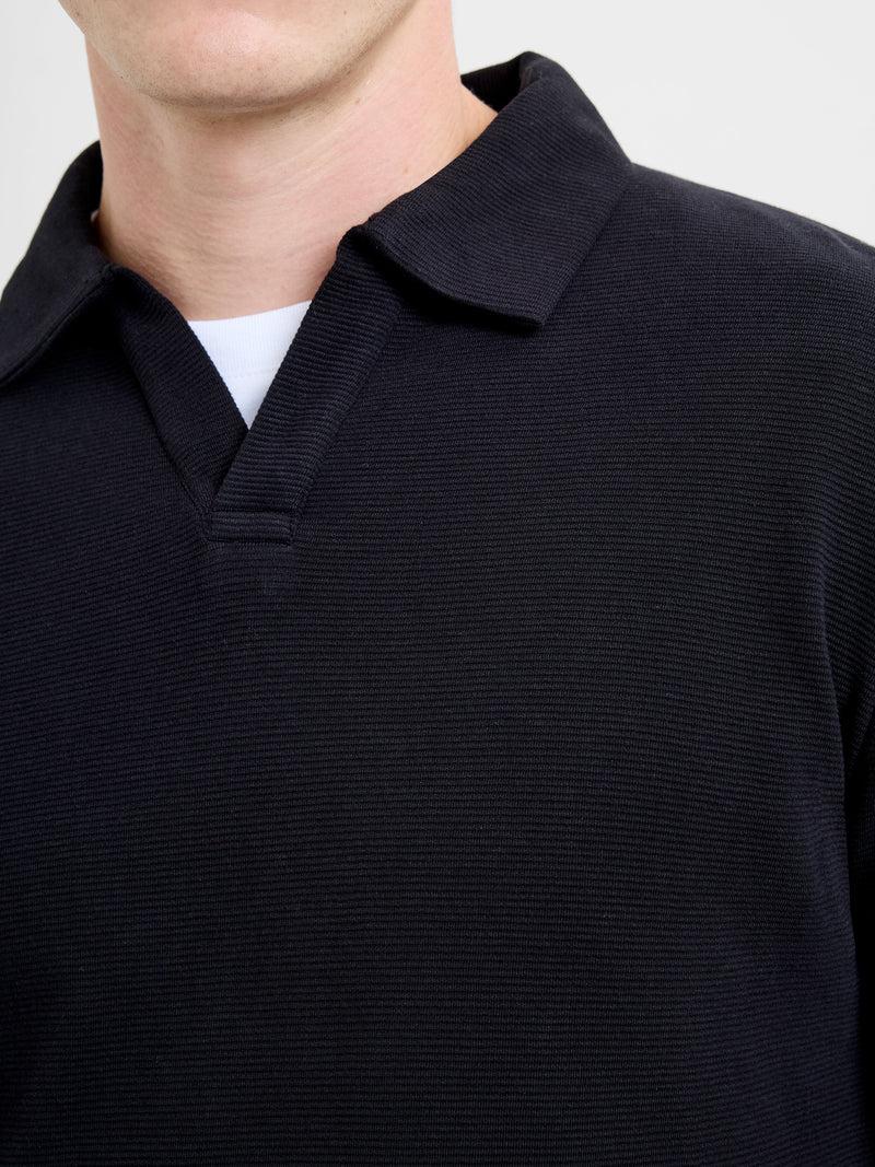 French Connection Long Sleeve Ottoman Trophy Neck Shirt Black