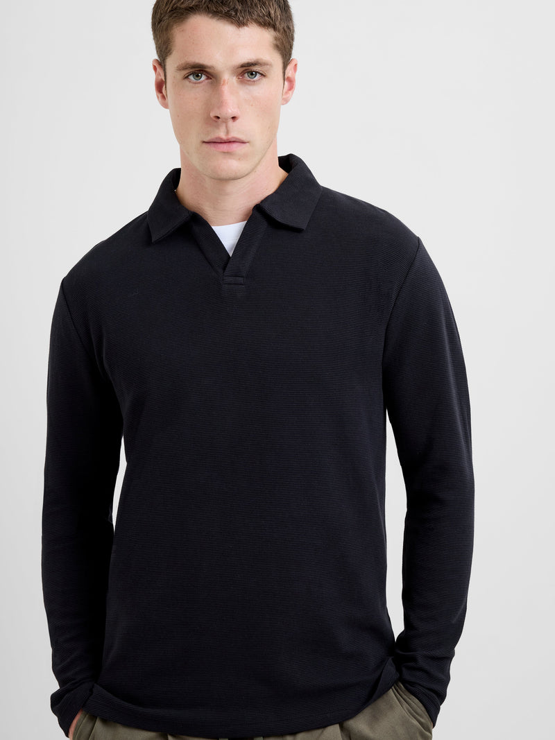 french connection Long Sleeve Ottoman Trophy Neck Shirt Black