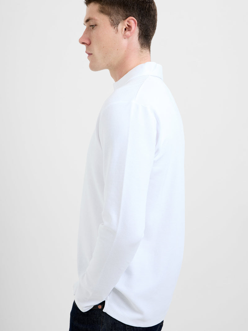 French Connection Long Sleeve Ottoman Trophy Neck Shirt White