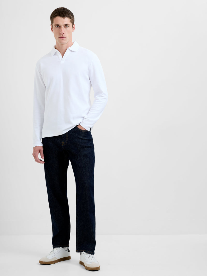 french connection Long Sleeve Ottoman Trophy Neck Shirt White