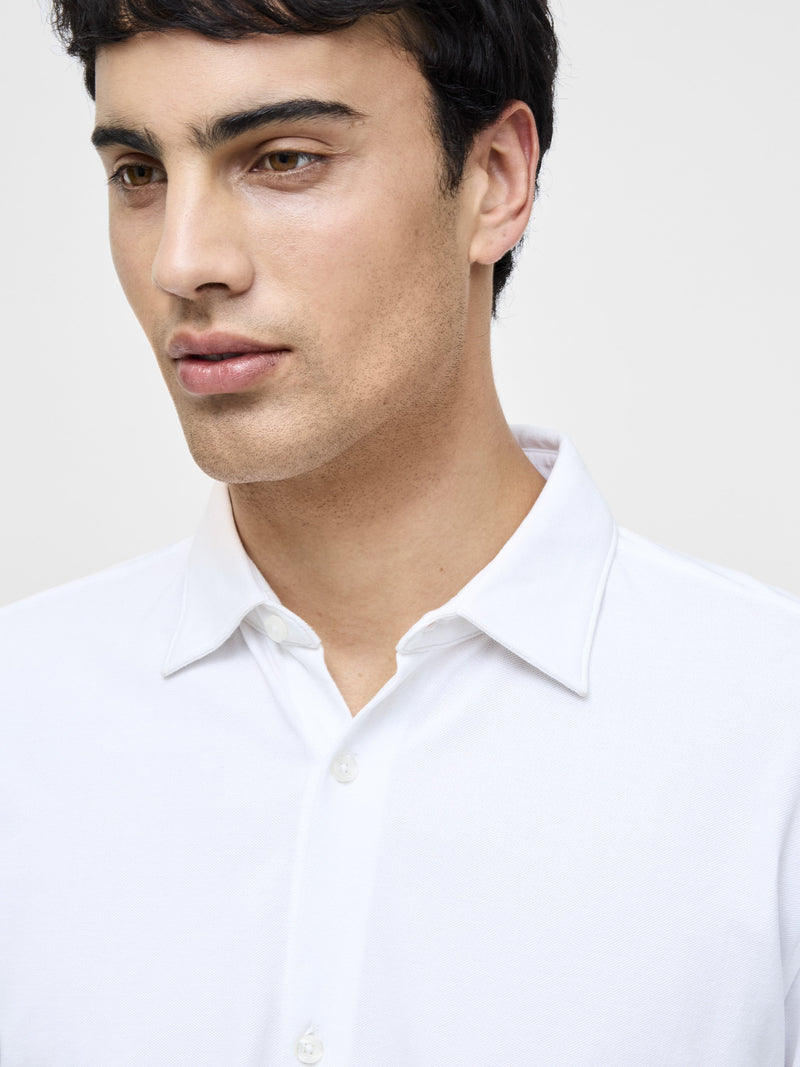 French Connection Long Sleeve Pique Jersey Shirt White