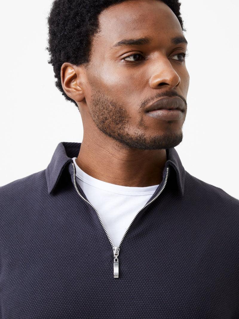 French Connection Long Sleeve Popcorn Zip Polo Shirt