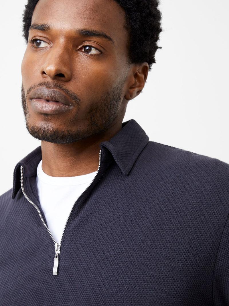 French Connection Long Sleeve Popcorn Zip Polo Shirt