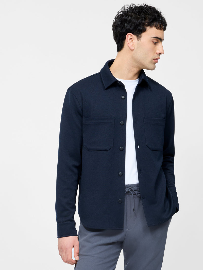 French Connection Long Sleeve Stretch Overshirt Navy