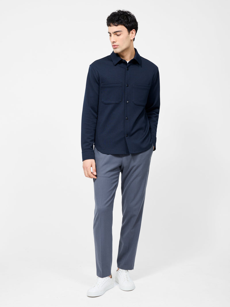 French Connection Long Sleeve Stretch Overshirt Navy