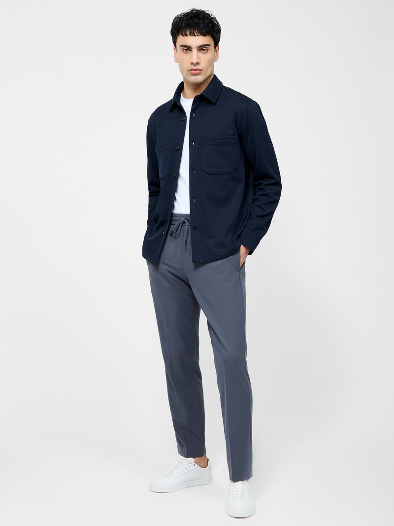 french connection Long Sleeve Stretch Overshirt Navy