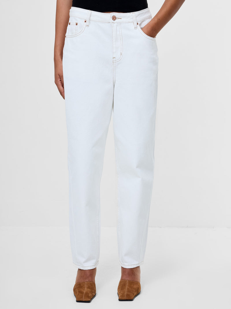 French Connection Loren Twill Denim Barrel Leg Jeans Arctic White