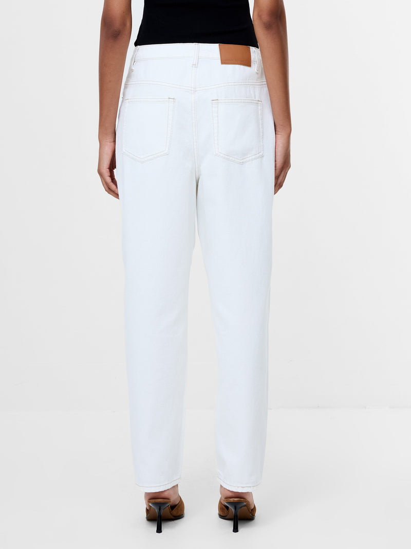 French Connection Loren Twill Denim Barrel Leg Jeans Arctic White