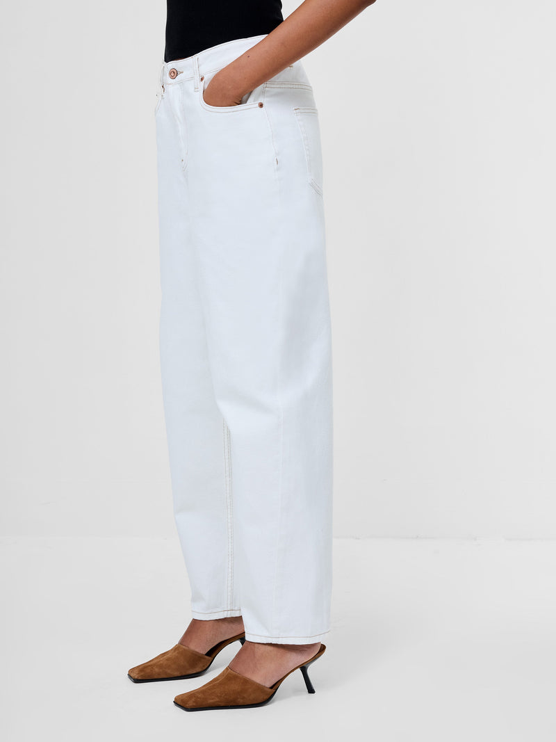 French Connection Loren Twill Denim Barrel Leg Jeans Arctic White