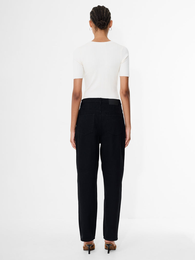 French Connection Loren Twill Denim Barrel Leg Jeans Black