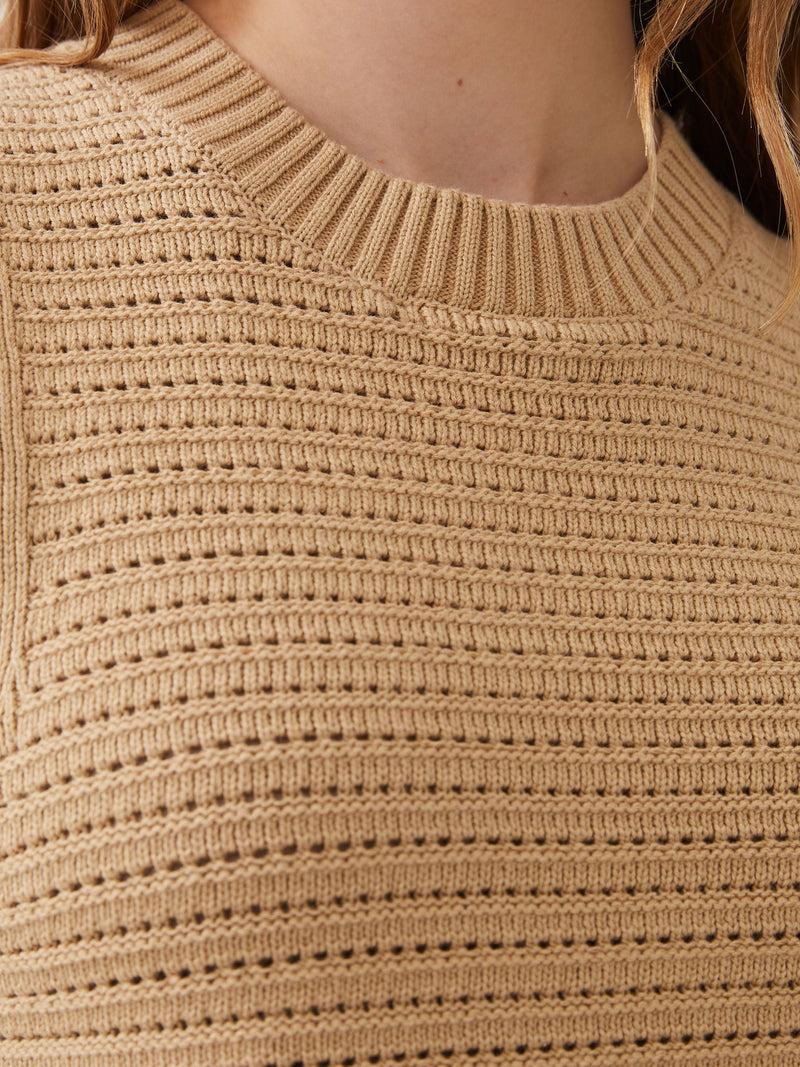 French Connection Lumi Mozart Crochet Vest Biscotti