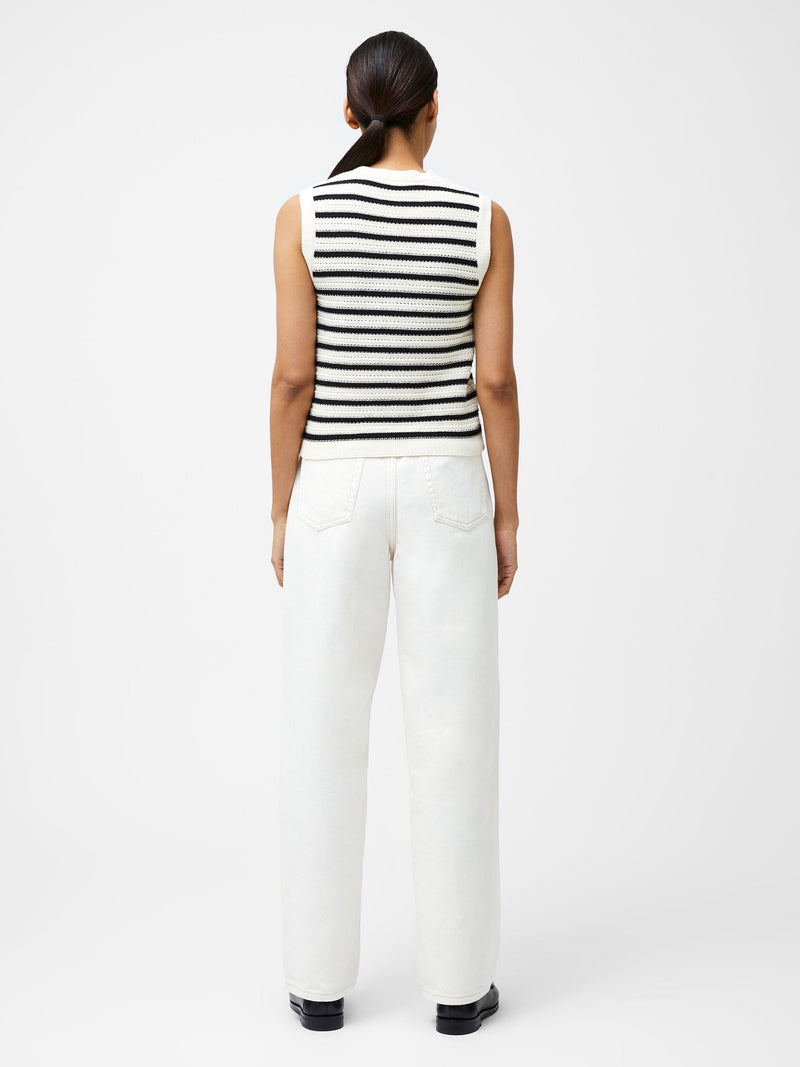French Connection Lumi Mozart Stripe Knit Waistcoat Summer White