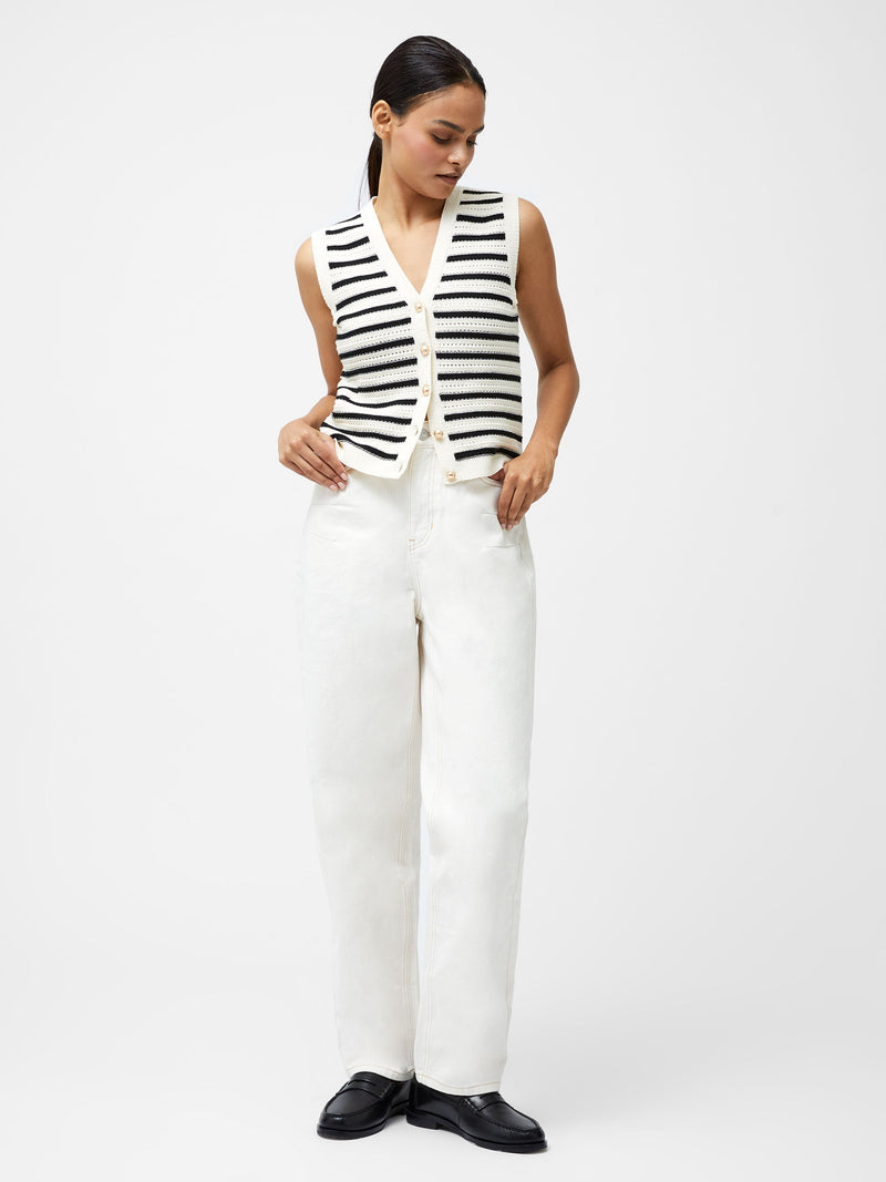French Connection Lumi Mozart Stripe Knit Waistcoat Summer White