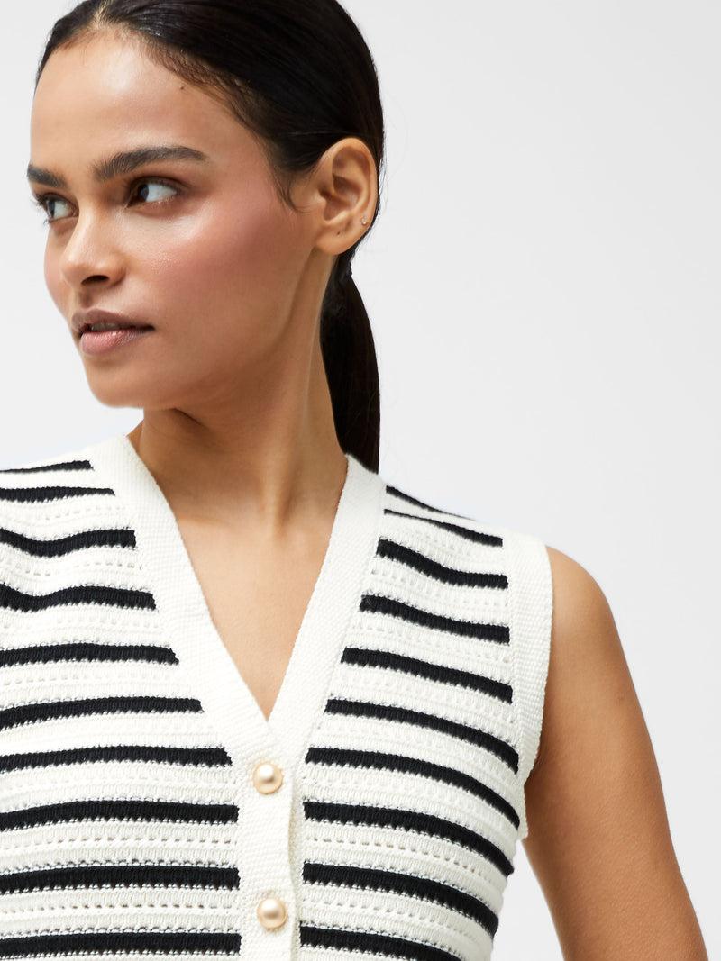 French Connection Lumi Mozart Stripe Knit Waistcoat Summer White