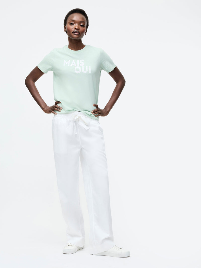 French Connection Mais Oui Graphic T-Shirt Subtle Green/White