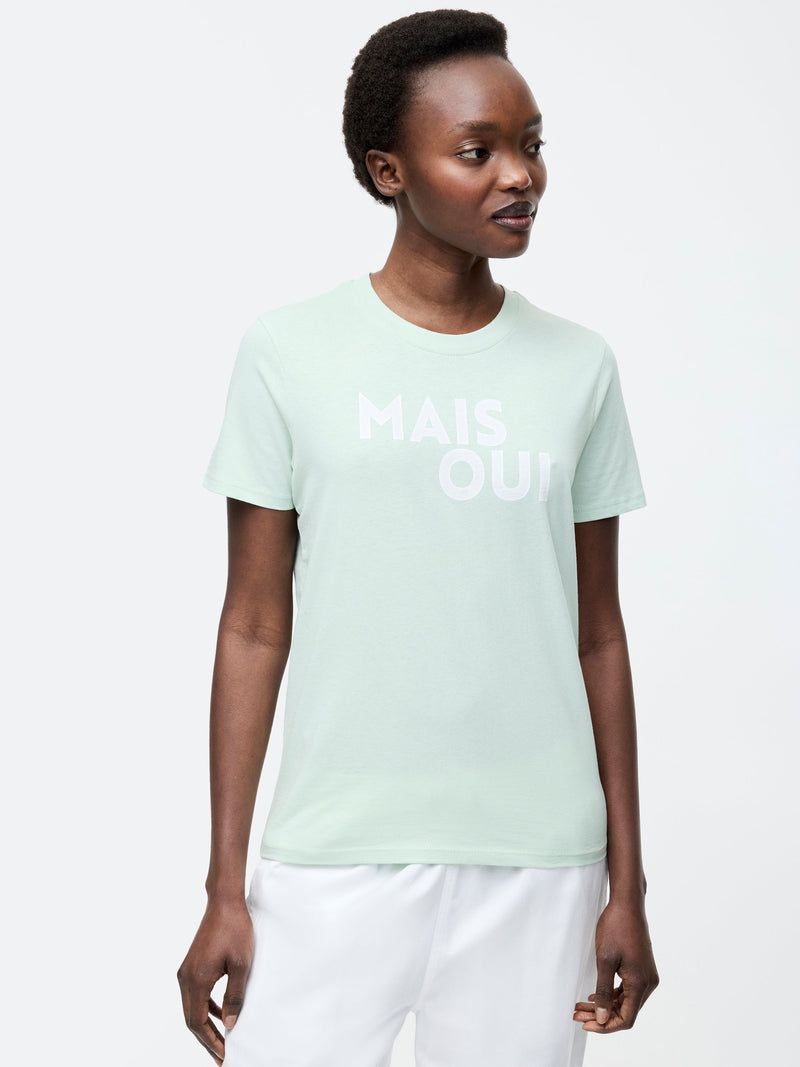 french connection Mais Oui Graphic T-Shirt Subtle Green/White