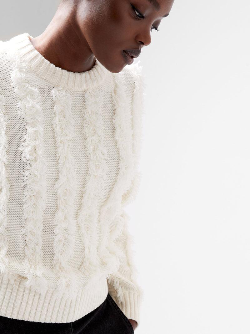 French Connection Malika Fringed Jumper Classic Cream