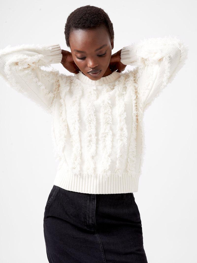 french connection Malika Fringed Jumper Classic Cream