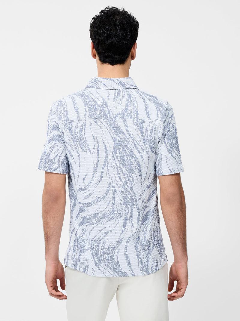 French Connection Marbled Short Sleeve Shirt White/Blue Marble