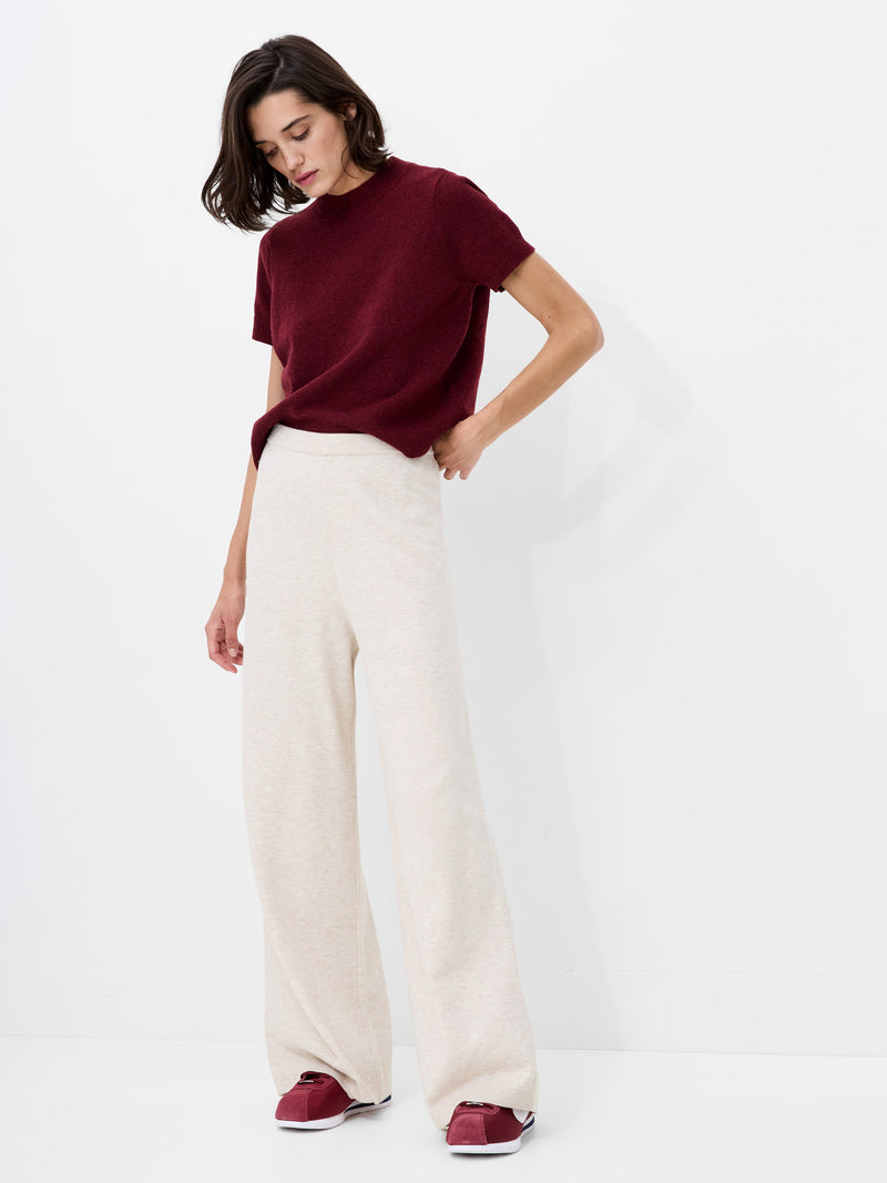 French Connection Marley Knit Wide Leg Trousers Oatmeal Mel