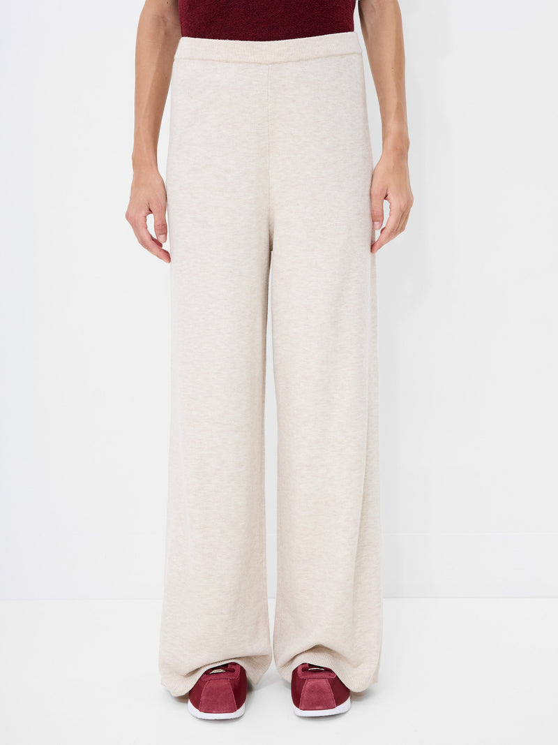 French Connection Marley Knit Wide Leg Trousers Oatmeal Mel