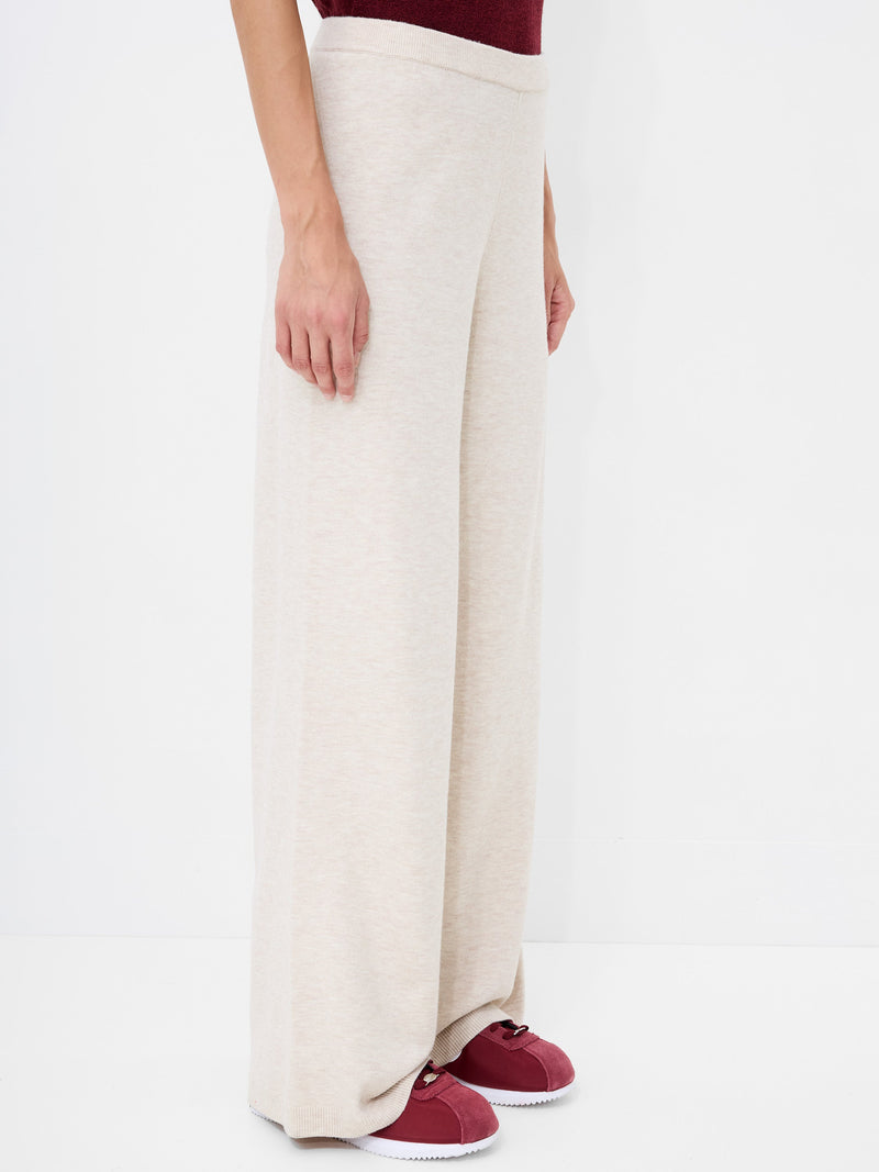 French Connection Marley Knit Wide Leg Trousers Oatmeal Mel