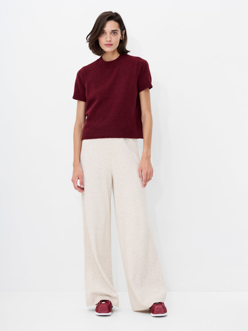 French Connection Marley Knit Wide Leg Trousers Oatmeal Mel