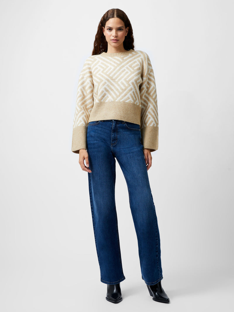 French Connection Martina Graphic Cropped Jumper Incense/Classic Crm