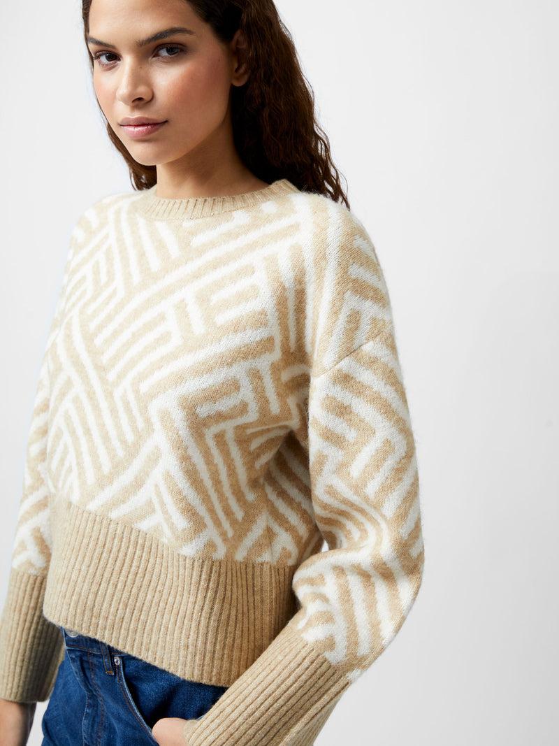 French Connection Martina Graphic Cropped Jumper Incense/Classic Crm