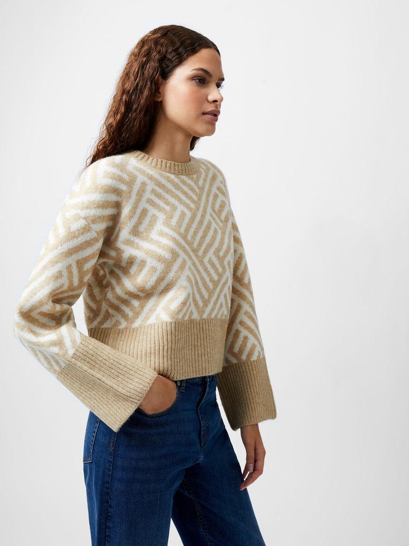 french connection Martina Graphic Cropped Jumper Incense/Classic Crm