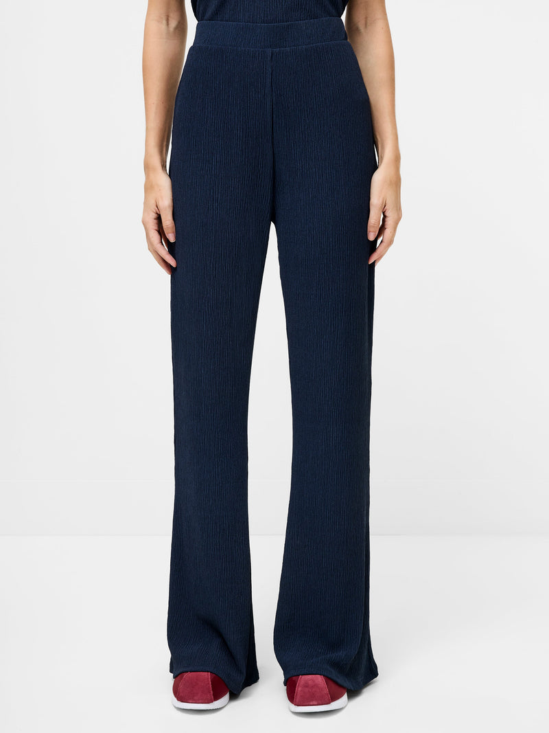 French Connection Meera Textured Flared Trousers Washed Indigo