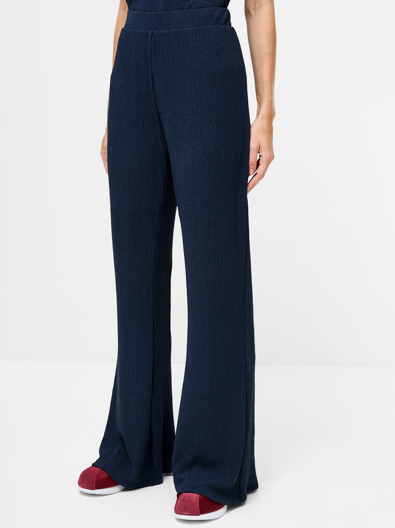 French Connection Meera Textured Flared Trousers Washed Indigo