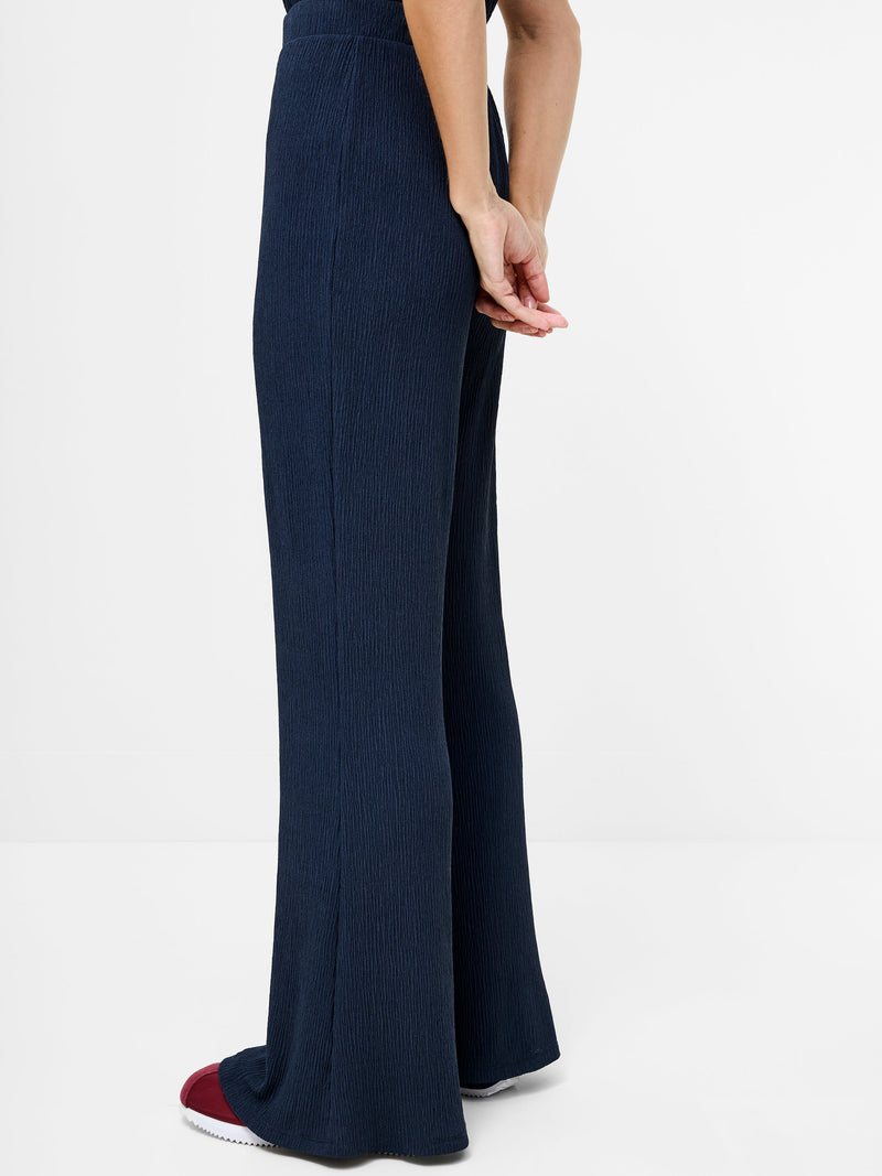 French Connection Meera Textured Flared Trousers Washed Indigo