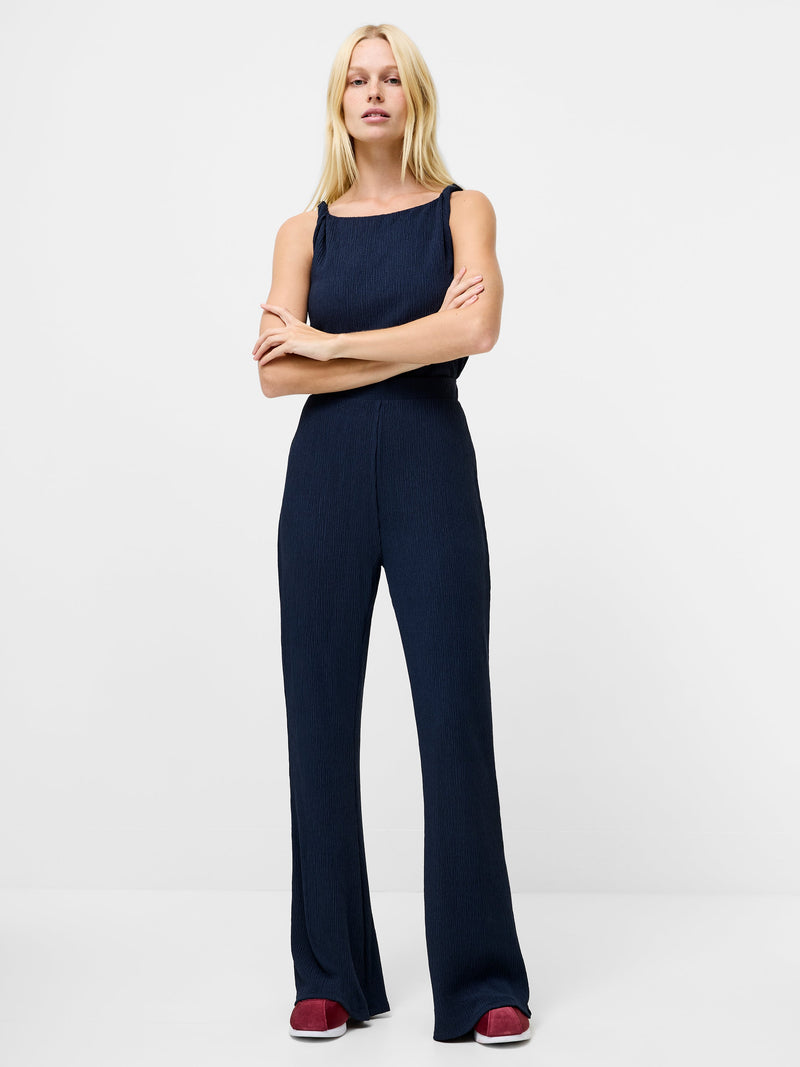 french connection Meera Textured Flared Trousers Washed Indigo