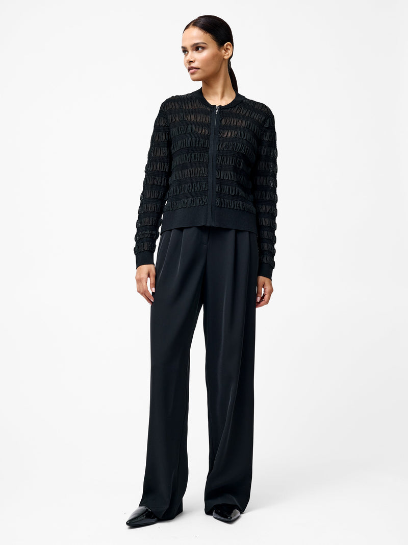 French Connection Melba Textured Long Sleeve Cardigan Black
