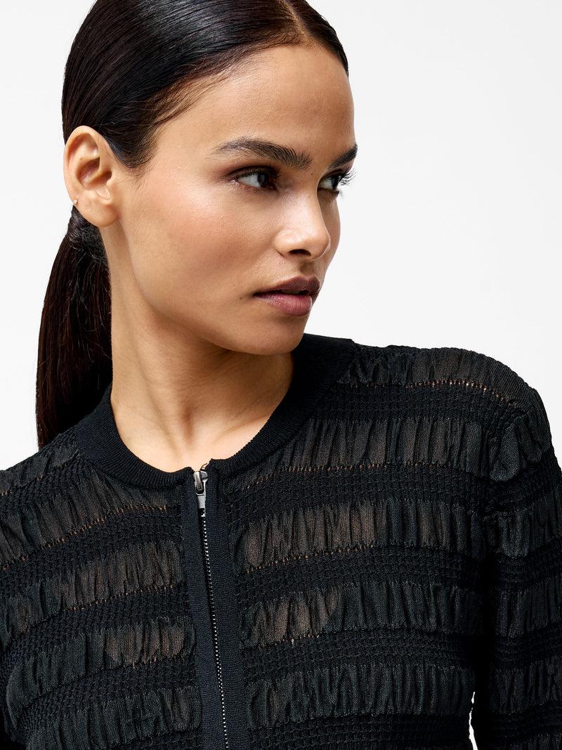French Connection Melba Textured Long Sleeve Cardigan Black
